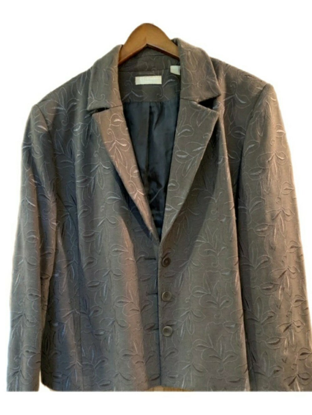 Kate Hill Brown Floral Embroidered Blazer, 3X - Picture 1 of 7